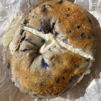 Brooklyn Bagel Bakery Deli - Blueberry bagel with cream cheese - Bagels Near Me - Johns Creek, Georgia