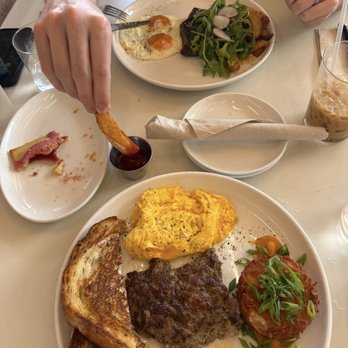 Paperboy South - Maple sausage, toast, eggs, and hash brown - Breakfast & Brunch Near Me - Austin, Texas