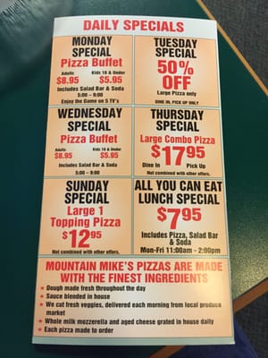 Menu photo 2 Mountain Mike's Pizza Campbell, CA Menu photo 2 Mountain Mike's Pizza Campbell, CA
