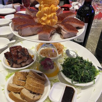 Fusion Delight - Banquet Style Appetizer Platter: Roasted Pork, BBQ Pork, Jellyfish, Seaweed Salad, and Beancurd Rolls. - Chinese Near Me - San Leandro, California Fusion Delight - Banquet Style Appetizer Platter: Roasted Pork, BBQ Pork, Jellyfish, Seaweed Salad, and Beancurd Rolls. - Chinese Near Me - San Leandro, California