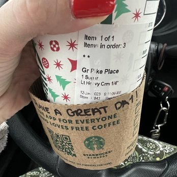 Starbucks - The barista wrote have a great day on my cardboard holder! - Coffee & Tea Near Me - Amherst, New York