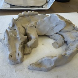 ClayArt Pottery West - Playing with clay, making a dragon as my special animal