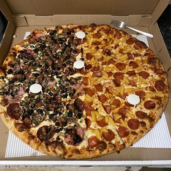 King Kong NY Pizza - King Kong size (full size fork on the top right of the photo!) - Pizza Near Me - San Jose, California King Kong NY Pizza - King Kong size (full size fork on the top right of the photo!) - Pizza Near Me - San Jose, California