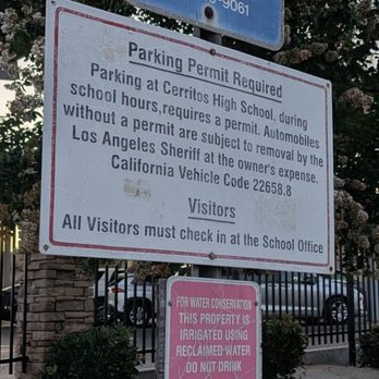 Cerritos High School - Signs by the parking lot - Elementary Schools Near Me - Cerritos, California