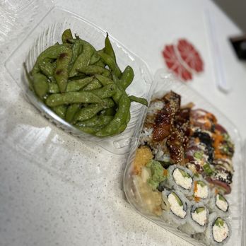 Senro Sushi - Garlic Edamame, Shelby Roll, Dragon Roll, and California Roll - Sushi Bars Near Me - Pleasanton, California Senro Sushi - Garlic Edamame, Shelby Roll, Dragon Roll, and California Roll - Sushi Bars Near Me - Pleasanton, California