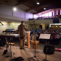 Refuge City Church - Pastor Jim speaking to the church first service.