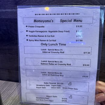 Sushi Momoyama - Special Menu - Sushi Bars Near Me - Concord, California Sushi Momoyama - Special Menu - Sushi Bars Near Me - Concord, California