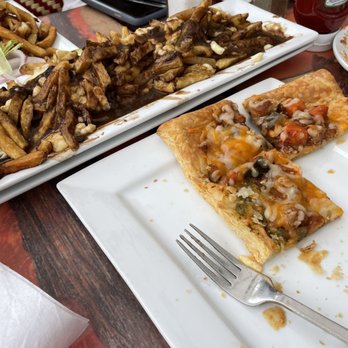 Prenup Pub - Poutine and Pesto Veggie Puff Pastry Pizza. - Gastropubs Near Me - Toronto, Ontario