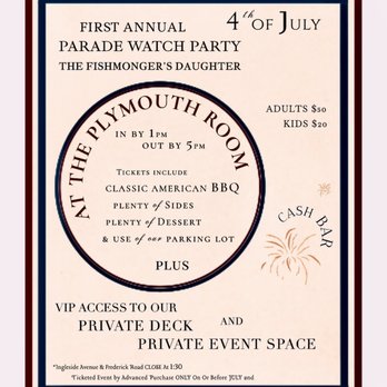 The Fishmonger’s Daughter - 4th of July BBQ party tickets still available! Purchase in-person only. Note: There's an elevator available to the deck and event level! - Seafood Near Me - Catonsville, Maryland The Fishmonger’s Daughter - 4th of July BBQ party tickets still available! Purchase in-person only. Note: There's an elevator available to the deck and event level! - Seafood Near Me - Catonsville, Maryland