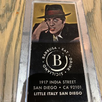 Barbusa - Cute tin with the bill inside - Italian Near Me - San Diego, California Barbusa - Cute tin with the bill inside - Italian Near Me - San Diego, California