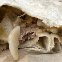 Amazingly delicious pork green chili burrito