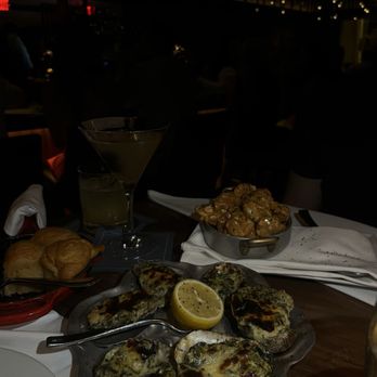 Ocean 48 - Rockefeller Style Oysters, Crispy Shrimp, bread, stone fruit martini and Passionfruit Margarita - Seafood Near Me - Newport Beach, California Ocean 48 - Rockefeller Style Oysters, Crispy Shrimp, bread, stone fruit martini and Passionfruit Margarita - Seafood Near Me - Newport Beach, California
