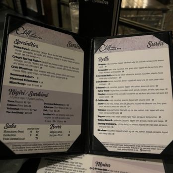Cliff Dining Pub - Menu - Sushi Bars Near Me - Draper, Utah