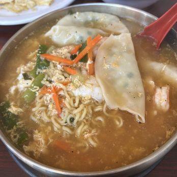 Onion's Cafe - Dumpling Ramen with shrimp added - Korean Near Me - Lancaster, Pennsylvania Onion's Cafe - Dumpling Ramen with shrimp added - Korean Near Me - Lancaster, Pennsylvania