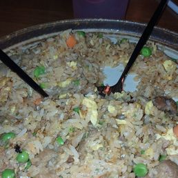 Chicken and pork combo fried rice with blue galaxy lime refresher Chicken and pork combo fried rice with blue galaxy lime refresher