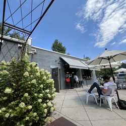 Steam Espresso Bar - Outdoor patio and walk up coffee tea bar.