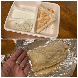 I have a small woman's hand. This burrito was about the size of a large taco.