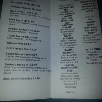 Cajun Crawfish - Menu inside - Cajun/Creole Near Me - Houston, Texas Cajun Crawfish - Menu inside - Cajun/Creole Near Me - Houston, Texas