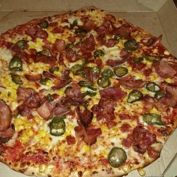 Pizza Hut - Thin base pizza with crispy bacon, chorizo, sweetcorn and jalapenos - Pizza Near Me - Belfast, BFS Pizza Hut - Thin base pizza with crispy bacon, chorizo, sweetcorn and jalapenos - Pizza Near Me - Belfast, BFS