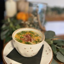 Nad Tatrami - Double Baked Potato Soup with Fresh Porcini Mushrooms