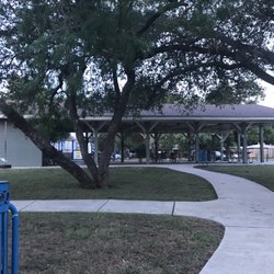 Nice pavilion with picnic tables, restrooms and water fountains.