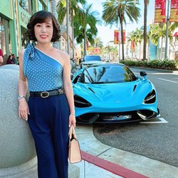 Rodeo Drive Walk of Style - Woo hoo, I found a bleu car to match with my bleu outfit!