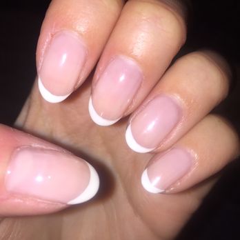 Sunset Nails - Can see the gel/gap between gel/cuticle after one day. Thin to thick white tips (uneven). Photographs better than it looks in person though! - Nail Salons Near Me - San Francisco, California Sunset Nails - Can see the gel/gap between gel/cuticle after one day. Thin to thick white tips (uneven). Photographs better than it looks in person though! - Nail Salons Near Me - San Francisco, California