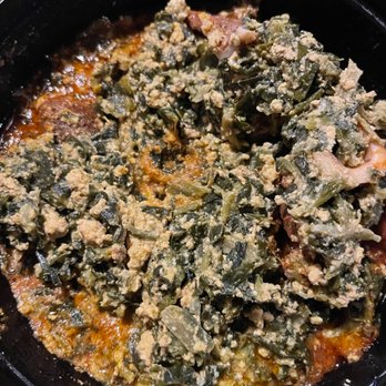 Mama Philo’s African Cuisine - Egusi Soup (goat meat) - African Near Me - Elmont, New York Mama Philo’s African Cuisine - Egusi Soup (goat meat) - African Near Me - Elmont, New York