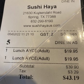 Sushi Haya - What a deal and our waitress was so sweet! Excellent service. - Sushi Bars Near Me - Spring, Texas Sushi Haya - What a deal and our waitress was so sweet! Excellent service. - Sushi Bars Near Me - Spring, Texas