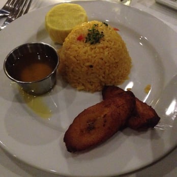 Coco Palm Restaurant - Rice and Plantains that came alongside the Parrillada de Marisco - Cuban Near Me - Pomona, California