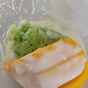 Thai & More - Mango & Sweet Sticky Rice The rice is tinted green. No effect on flavor though! Just too darn tasty! - Thai Near Me - New Brighton, Minnesota Thai & More - Mango & Sweet Sticky Rice The rice is tinted green. No effect on flavor though! Just too darn tasty! - Thai Near Me - New Brighton, Minnesota