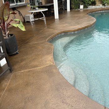 Stone Polish Restoration - Backyard with the néw finish Stain - Flooring Near Me