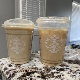 Two blonde vanilla lattes Two blonde vanilla lattes