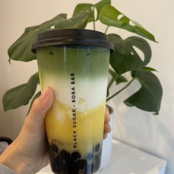 Black Sugar - Mango Matcha Latte with Boba (50% sweet) - Bubble Tea Near Me - San Francisco, California