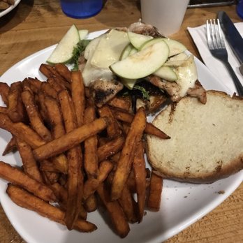 Kickapoo Tavern - chicken and brie sandwich with sweet potato fries - American Near Me - Keystone, Colorado