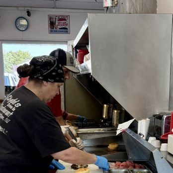 Clyde's Drive-In - King of the Grill never leaves his post except to clean during slow times - Burgers Near Me - Manistique, Michigan Clyde's Drive-In - King of the Grill never leaves his post except to clean during slow times - Burgers Near Me - Manistique, Michigan
