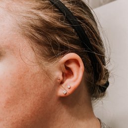 Upper lobe piercing with new tragus jewelry Upper lobe piercing with new tragus jewelry