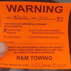 Cactus Jack's Auto - Orange parking violation stickers