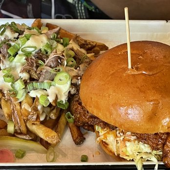 Batch & Brine - Nashville hot chicken sandwich with Duck & Cheese Fries! - Burgers Near Me - Lafayette, California Batch & Brine - Nashville hot chicken sandwich with Duck & Cheese Fries! - Burgers Near Me - Lafayette, California