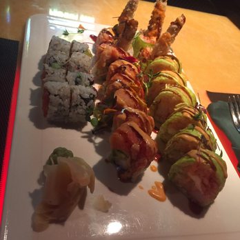 Jade Bistro - Spicy mix, Double Dragon, Pacific rolls (left to right) The pacific: shrimp, crab and lobster+soy paper+ cream cheese! Yum - Asian Fusion Near Me - Scotia, New York