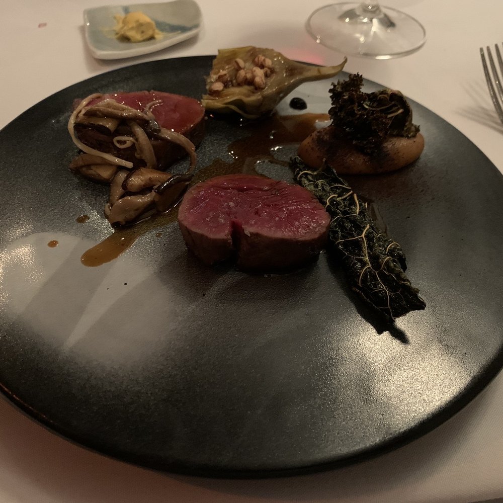 The Grove - Filet with mushrooms kale and miso onion purée. I liked this very much. The artichoke was too much bitter - Modern European Near Me - Auckland, AUK The Grove - Filet with mushrooms kale and miso onion purée. I liked this very much. The artichoke was too much bitter - Modern European Near Me - Auckland, AUK