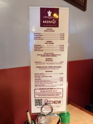 Menu photo 1 1 Mongolian BBQ Boise, ID