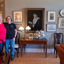 Here to Home - We took pictures from around the house, put them together to make a 'studio' wall that pays tribute to all the Mary's in her family tree.