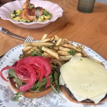 Flora - Chicken succotash and flora burger - New American Near Me - Charlotte, North Carolina