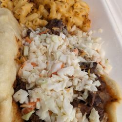 Tebo's Caribbean Cuisine - Coco bread sandwich w/ jerk mac and cheese.
