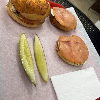 5th Ave Bagelry - Turkey Bacon on a Jalapeño and Cheese Bagel. The 5th Avenue (their take on a salmon lox) on a Asiago Bagel. - Bagels Near Me - Upland, California 5th Ave Bagelry - Turkey Bacon on a Jalapeño and Cheese Bagel. The 5th Avenue (their take on a salmon lox) on a Asiago Bagel. - Bagels Near Me - Upland, California