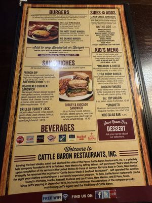 Menu photo 1 Cattle Baron El Paso, TX