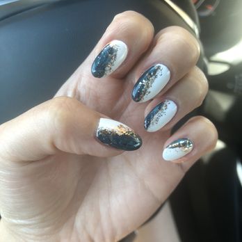 Millennium Nails & Spa - Gel nail w marble design and foil - Nail Salons Near Me - Riverside, California