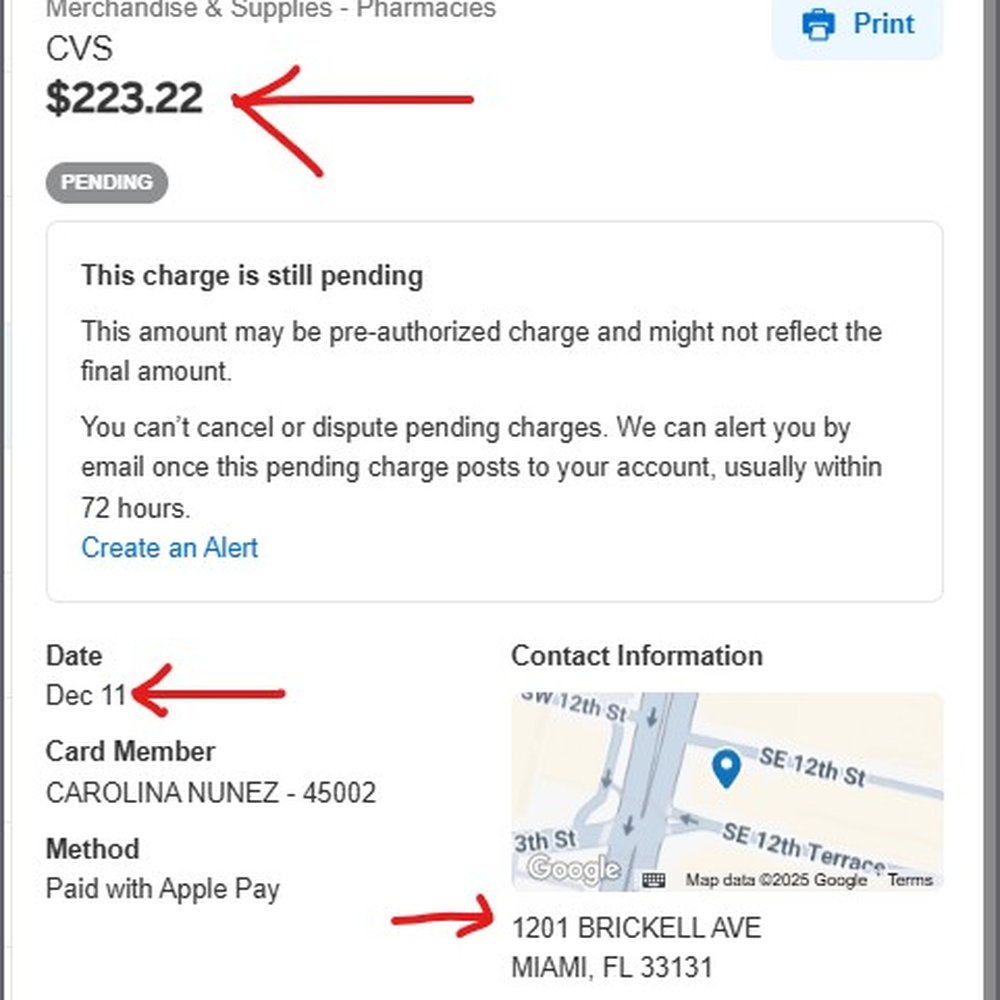 CVS Pharmacy - Here is the charge for $223,22 that that they reimbursed me lwhen I compained - Drugstores Near Me - MIAMI, Florida CVS Pharmacy - Here is the charge for $223,22 that that they reimbursed me lwhen I compained - Drugstores Near Me - MIAMI, Florida