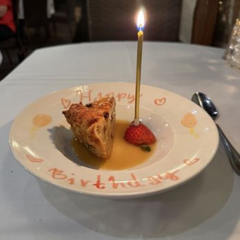 Mansurs on the Boulevard - Bread pudding birthday plate - Cajun/Creole Near Me - Baton Rouge, Louisiana Mansurs on the Boulevard - Bread pudding birthday plate - Cajun/Creole Near Me - Baton Rouge, Louisiana